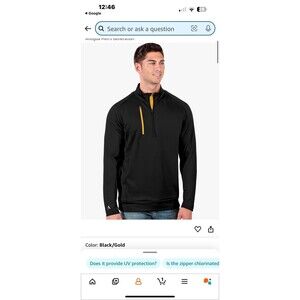 Large black / gold pullover jacket, Men's jacket, quarter zip jacket